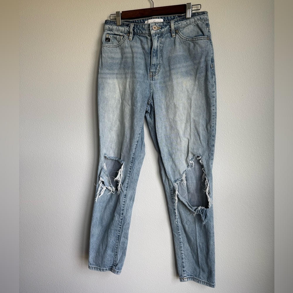 KanCan Women's Distressed + Ripped Boyfriend Jeans Size 5 / 26 100% Cotton